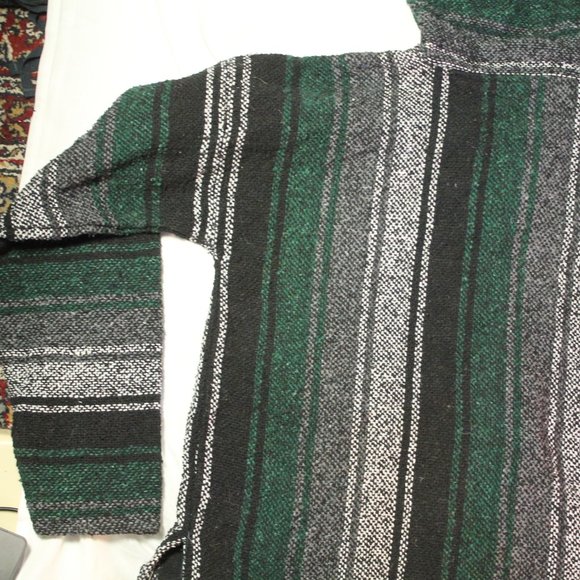 COPY - green white and black poncho hoodie - Picture 5 of 8